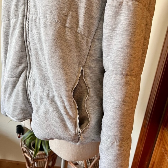 Three Dots Large Gray Thick Quilted Jacket Minimalist Neutral Cozy - Picture 7 of 10